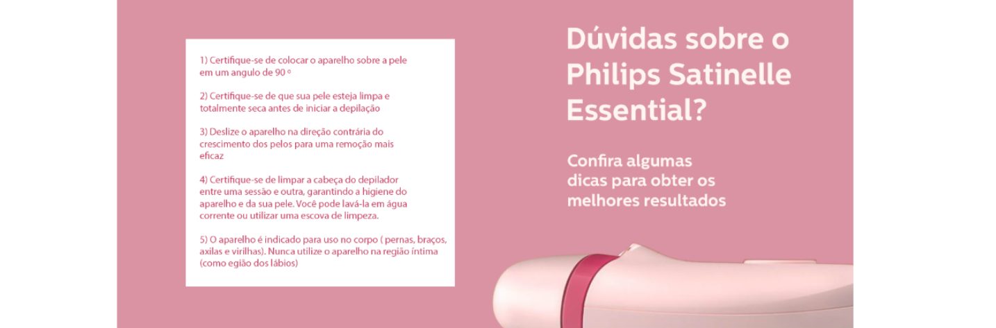  Depilador Elétrico Philips Satinelle Essential com 7 acessórios Rosa - BRE285/00 